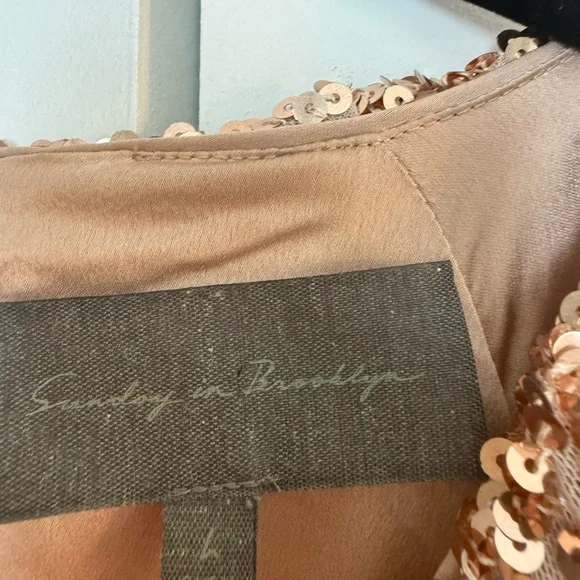 Sunday in Brooklyn Shimmering Rose Gold Sequin dress size large - Picture 6 of 6